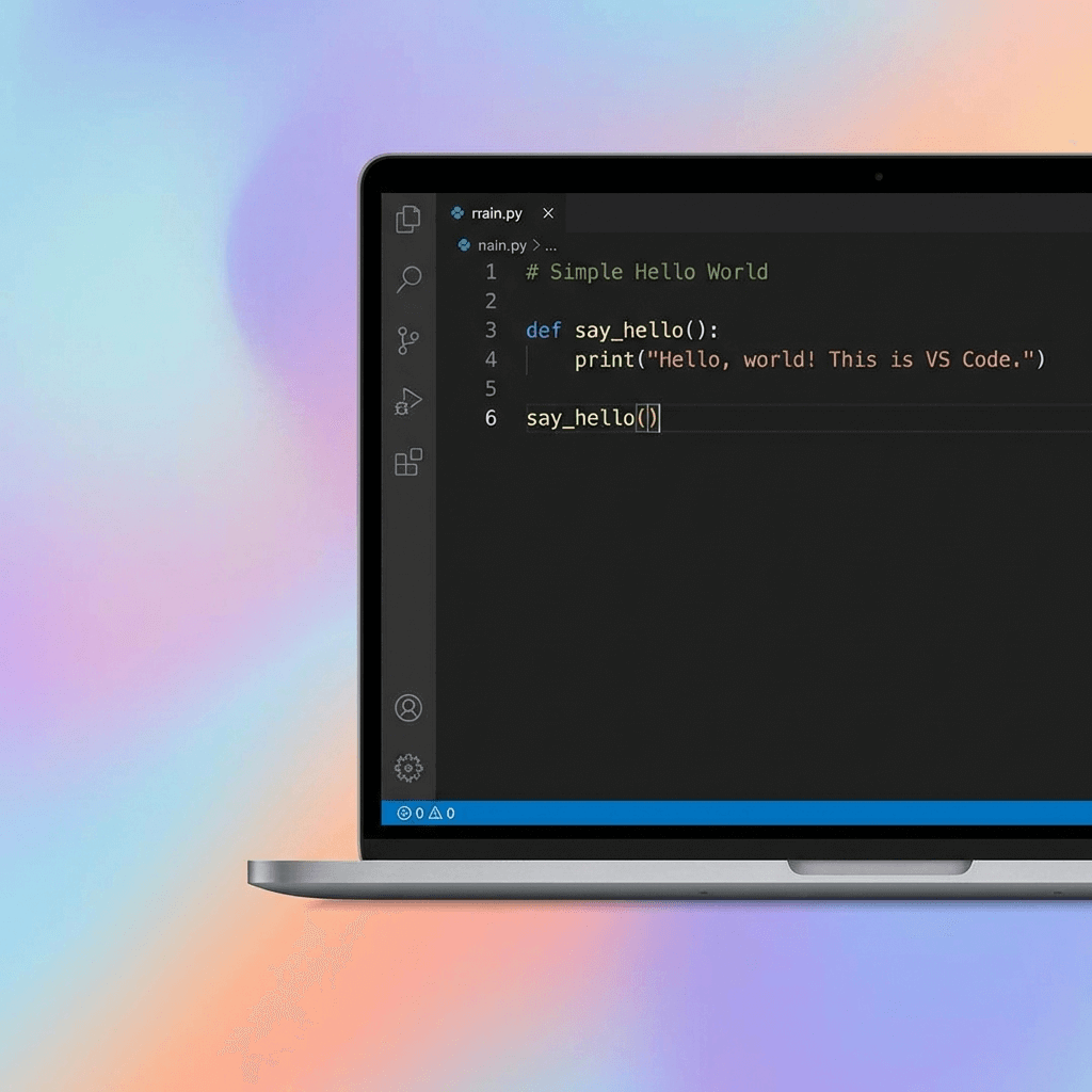 Text editor software on a laptop